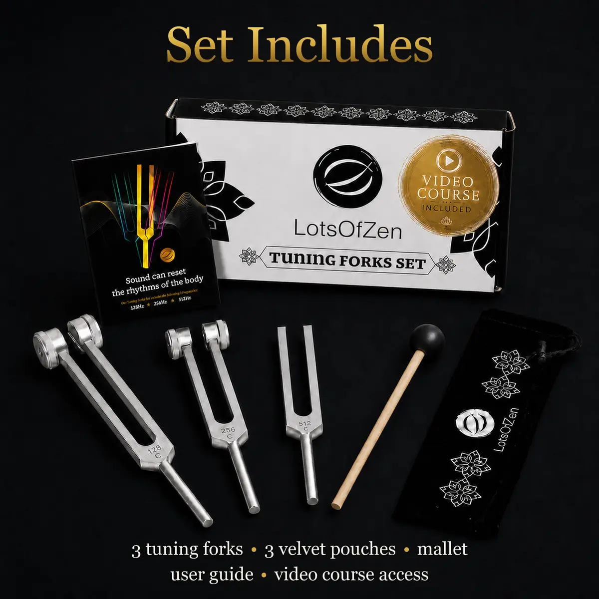LOTS OF ZEN Tuning Forks for Healing Set (128 Hz, 256 Hz, 512 Hz) | Sound Therapy & Meditation - view 6