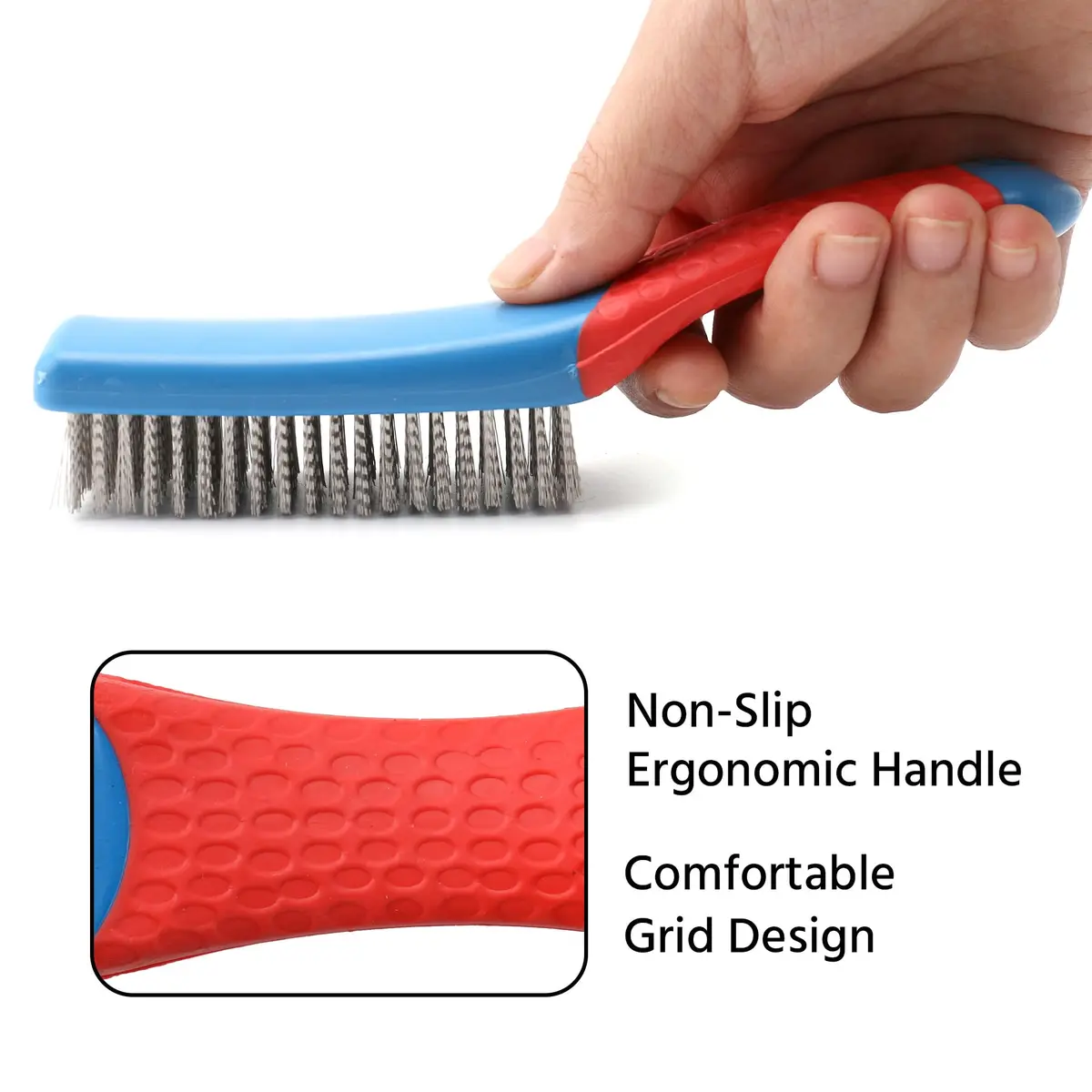 Regpre Steel Wire Brush for Rust Removal | Durable 8x20 Stainless Steel Bristles (16cm x 7.5cm) - view 6