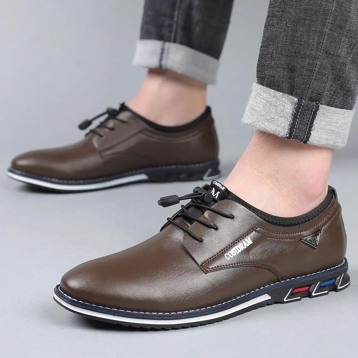 COSIDRAM Mens Business Dress Shoes Casual Comfort Walking Shoes Brown 8.5 | All-Day Office & Casual Wear - view 9