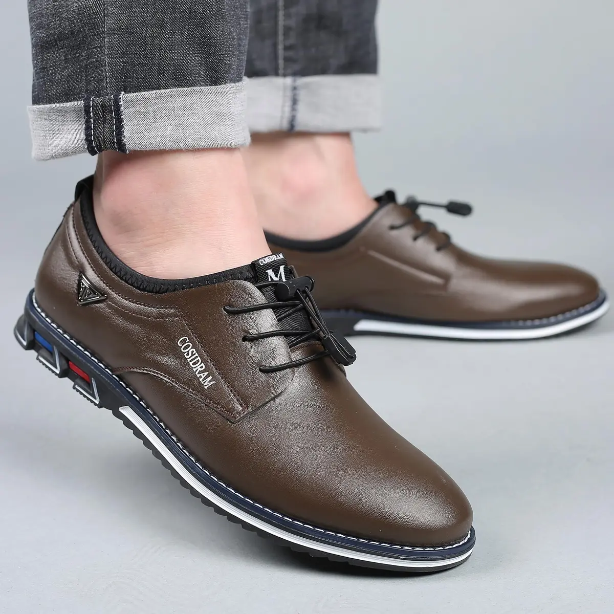 COSIDRAM Mens Business Dress Shoes Casual Comfort Walking Shoes Brown 8.5 | All-Day Office & Casual Wear - view 2