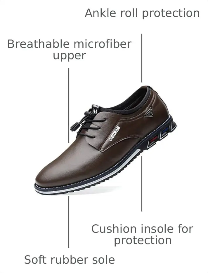COSIDRAM Mens Business Dress Shoes Casual Comfort Walking Shoes Brown 8.5 | All-Day Office & Casual Wear - view 4