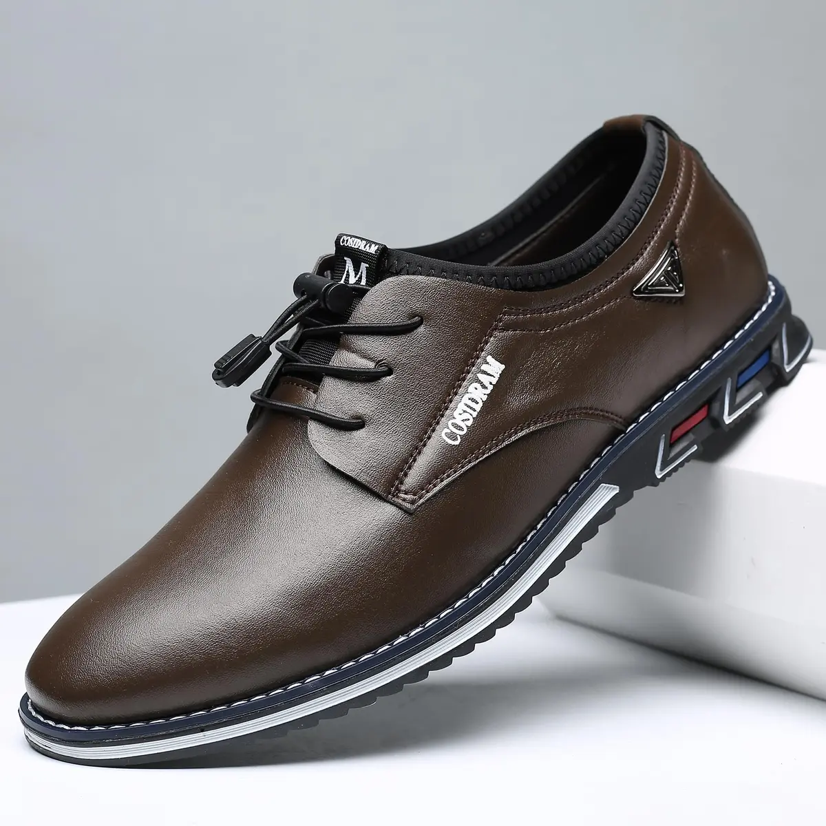 COSIDRAM Mens Business Dress Shoes Casual Comfort Walking Shoes Brown 8.5 | All-Day Office & Casual Wear - view 5