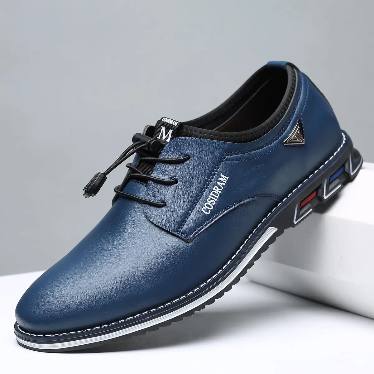 COSIDRAM Mens Business Dress Shoes Casual Comfort Walking Shoes Blue 11 | Slip-On, Microfiber, Flat Sole - view 5