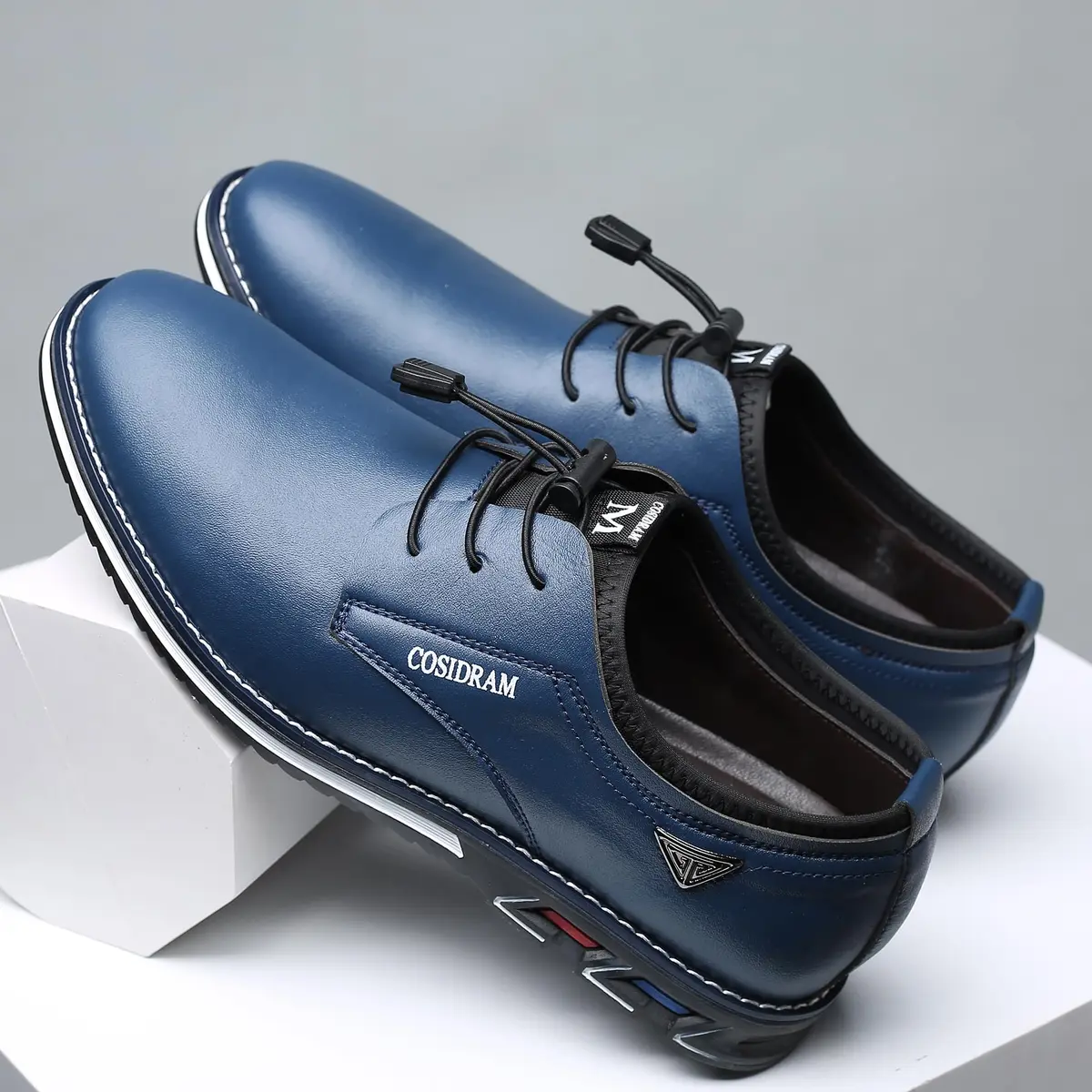COSIDRAM Mens Business Dress Shoes Casual Comfort Walking Shoes Blue 11 | Slip-On, Microfiber, Flat Sole - view 8