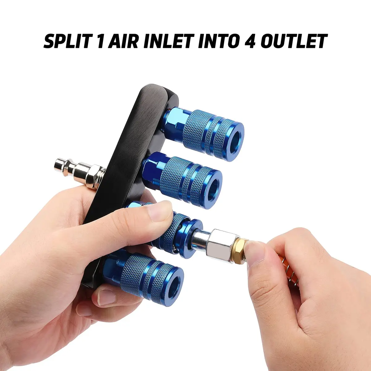 AIRTOON 4-Way Air Manifold Splitter with 4 Couplers & 1/4" MNPT Plug | 1/4 Inch NPT Air Fittings - view 6