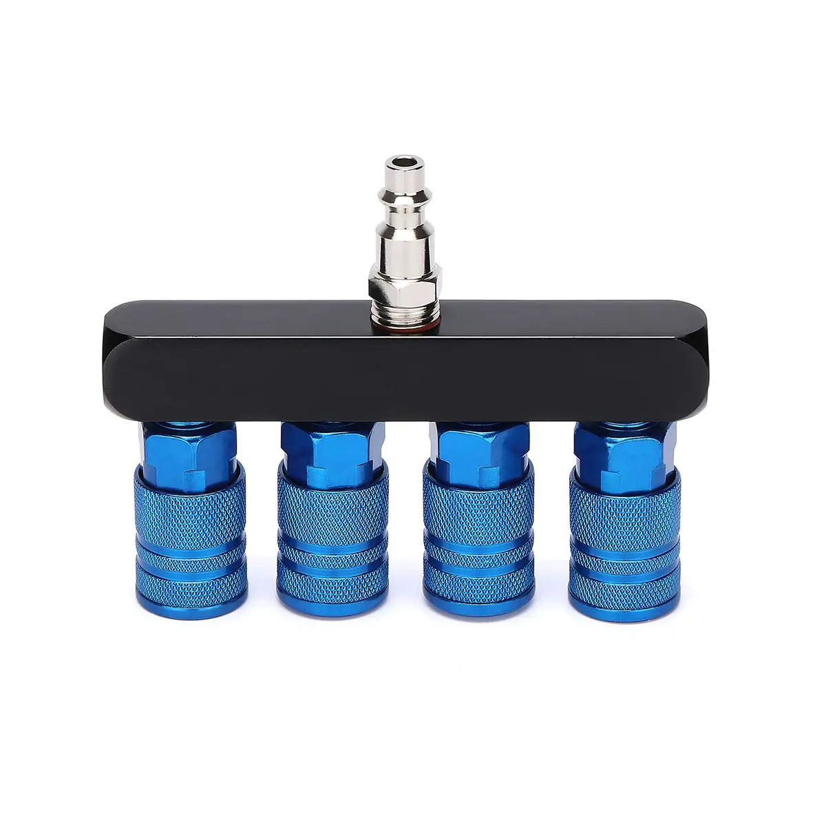 AIRTOON 4-Way Air Manifold Splitter with 4 Couplers & 1/4" MNPT Plug | 1/4 Inch NPT Air Fittings - main product image