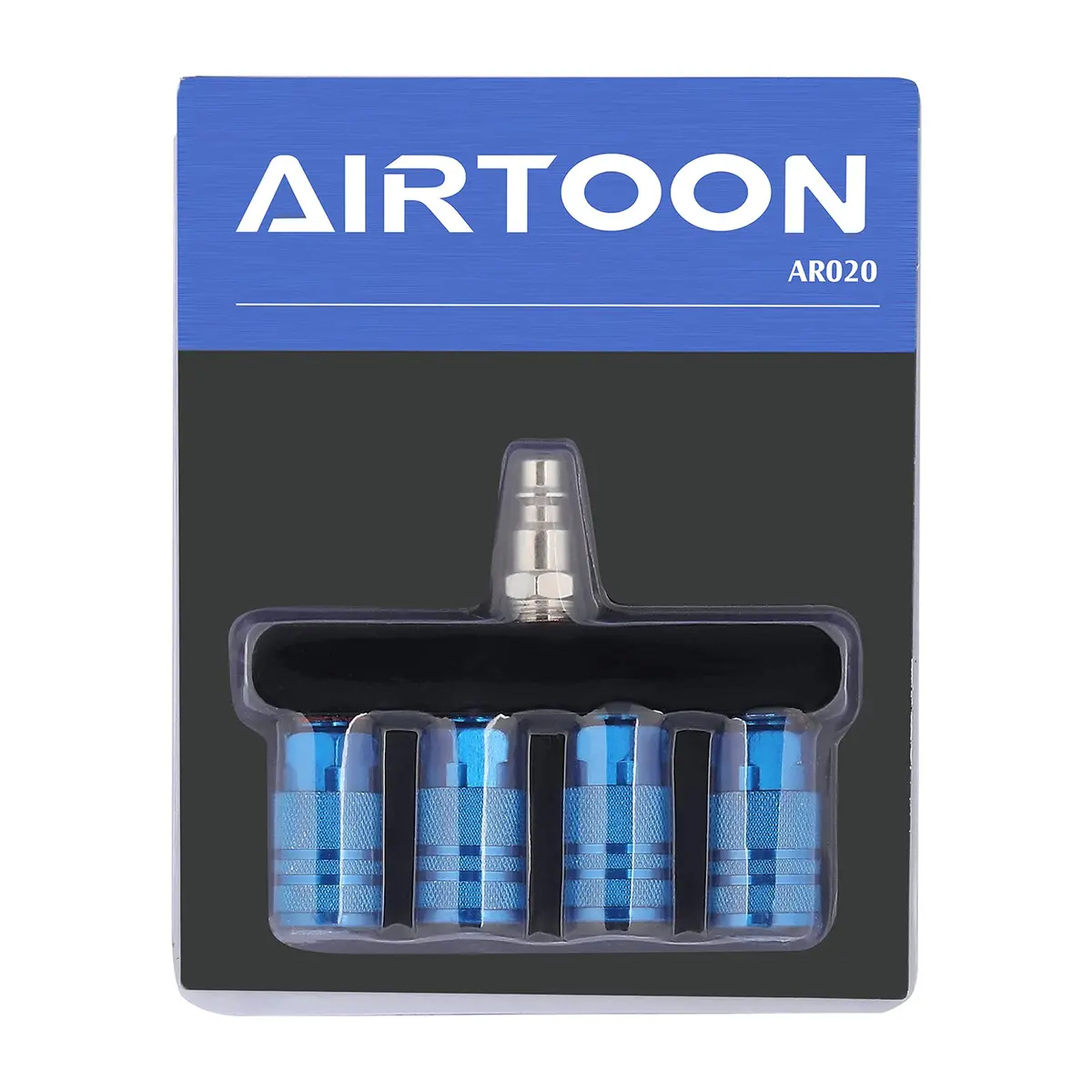 AIRTOON 4-Way Air Manifold Splitter with 4 Couplers & 1/4" MNPT Plug | 1/4 Inch NPT Air Fittings - view 7