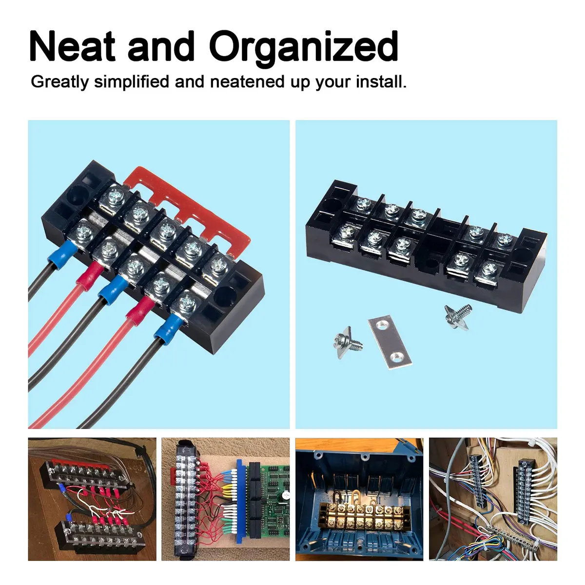 MILAPEAK Terminal Block 4/5/6 Circuits 600V 25A Dual Row | Secure Wiring with Cover (110 chars) - view 4