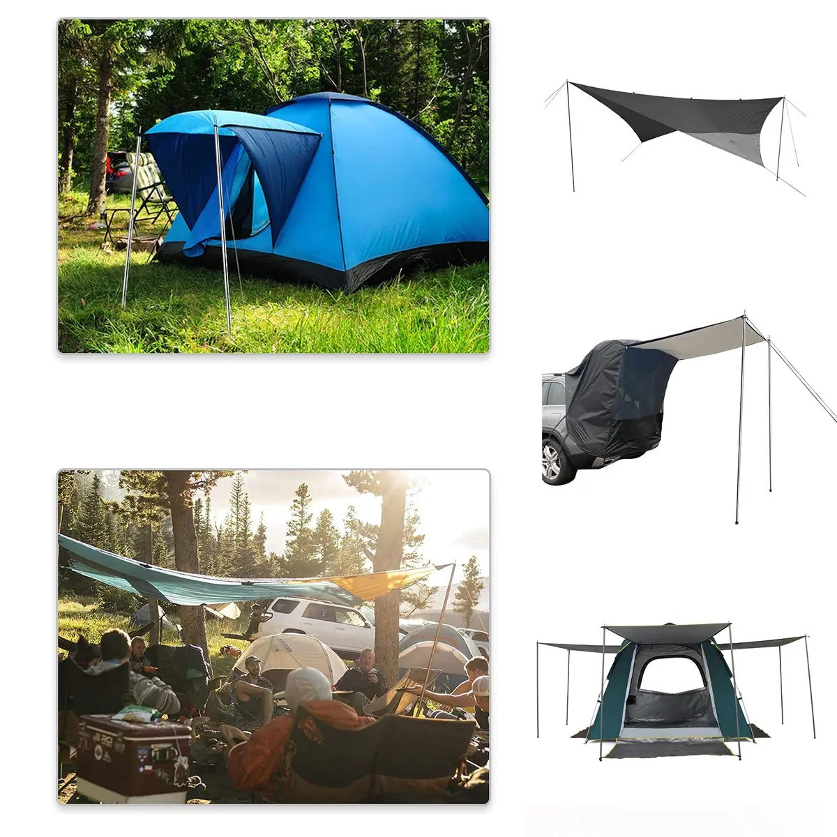 KOMCLUB Telescoping Tent Poles Set of 2 (198 cm / 78 in) | Adjustable Stainless Steel Poles for Tarps, Tents, and Shelters - view 5