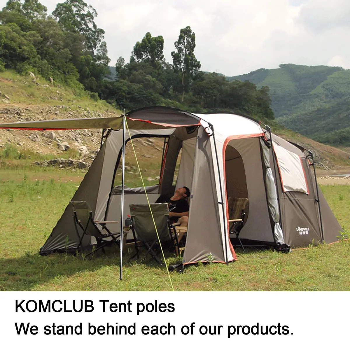 KOMCLUB Telescoping Tent Poles Set of 2 (198 cm / 78 in) | Adjustable Stainless Steel Poles for Tarps, Tents, and Shelters - view 6