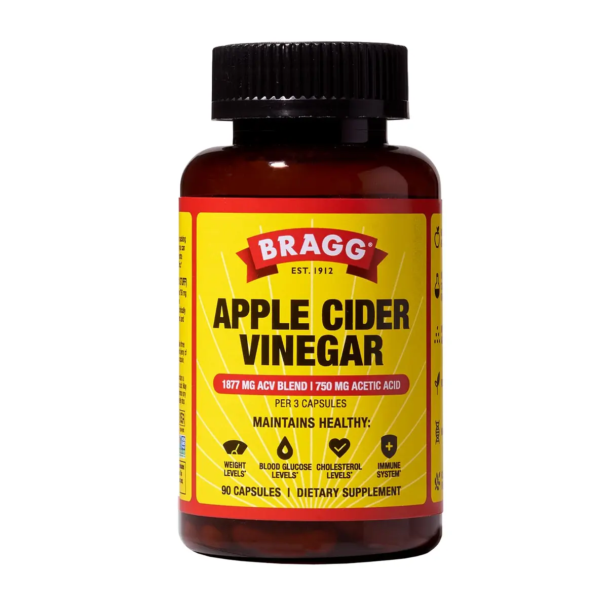BRAGG Apple Cider Vinegar Capsules with Vitamin D and Zinc | 90 Capsules for Immunity & Wellness - main product image