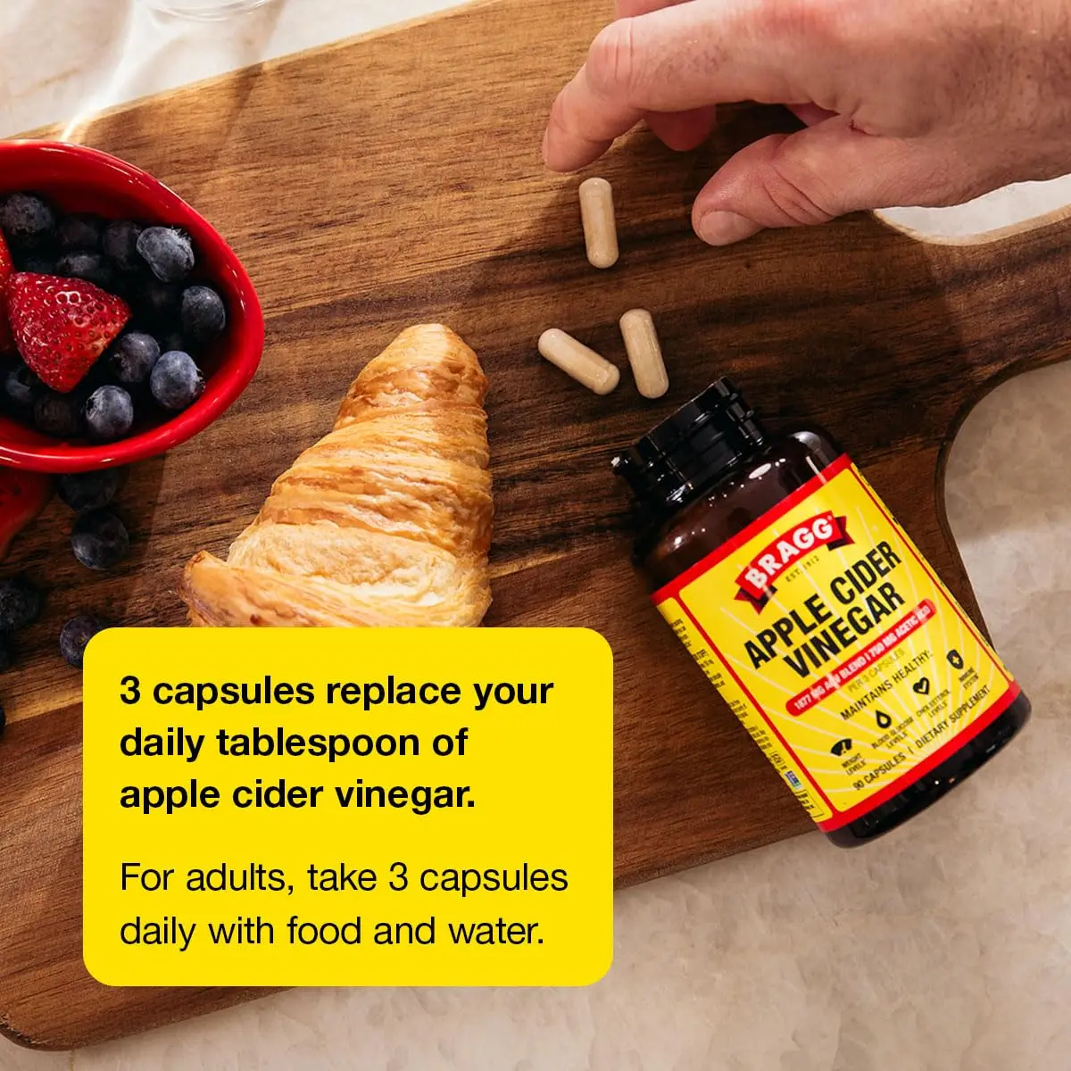 BRAGG Apple Cider Vinegar Capsules with Vitamin D and Zinc | 90 Capsules for Immunity & Wellness - view 6