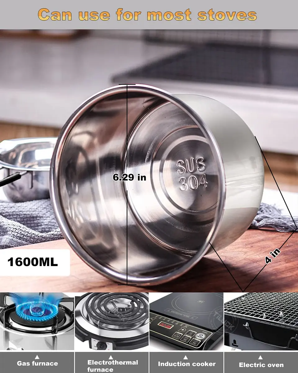 SONGZIMING Double Boiler Pot Set 600ml & 1600ml with Silicone Spatula | Induction Compatible Stainless Steel Melting Pot - view 3