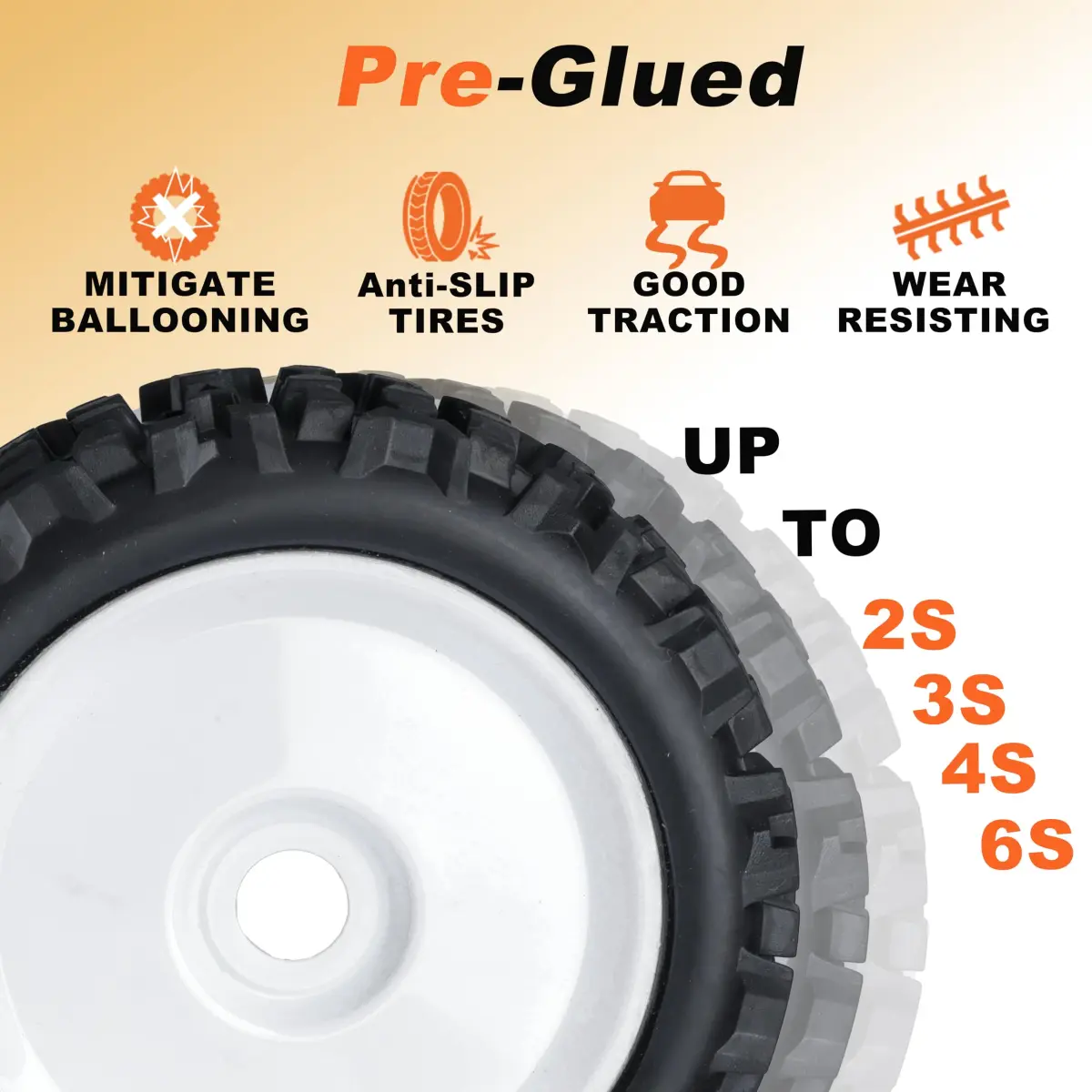 RC Station 17mm Hex RC Wheels and Tires 120mm (4.75") x 43.2mm (1.7") | 4-Piece Preglued Set for 1/8 Scale Buggy Truggy - view 3