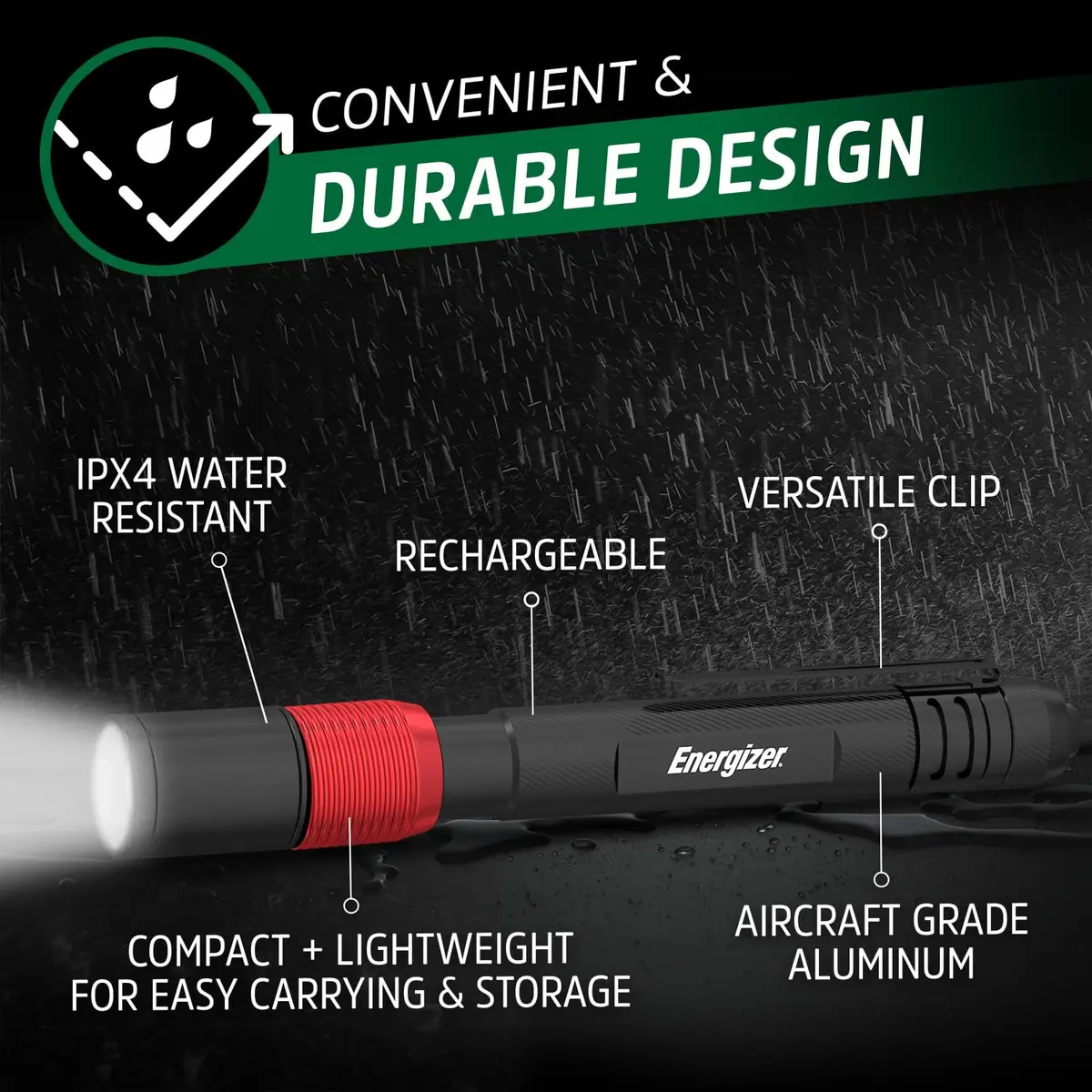 Energizer X-400 Pen Light Flashlight Rechargeable | 400 Lumens, Compact, IPX4 Water-Resistant - view 3