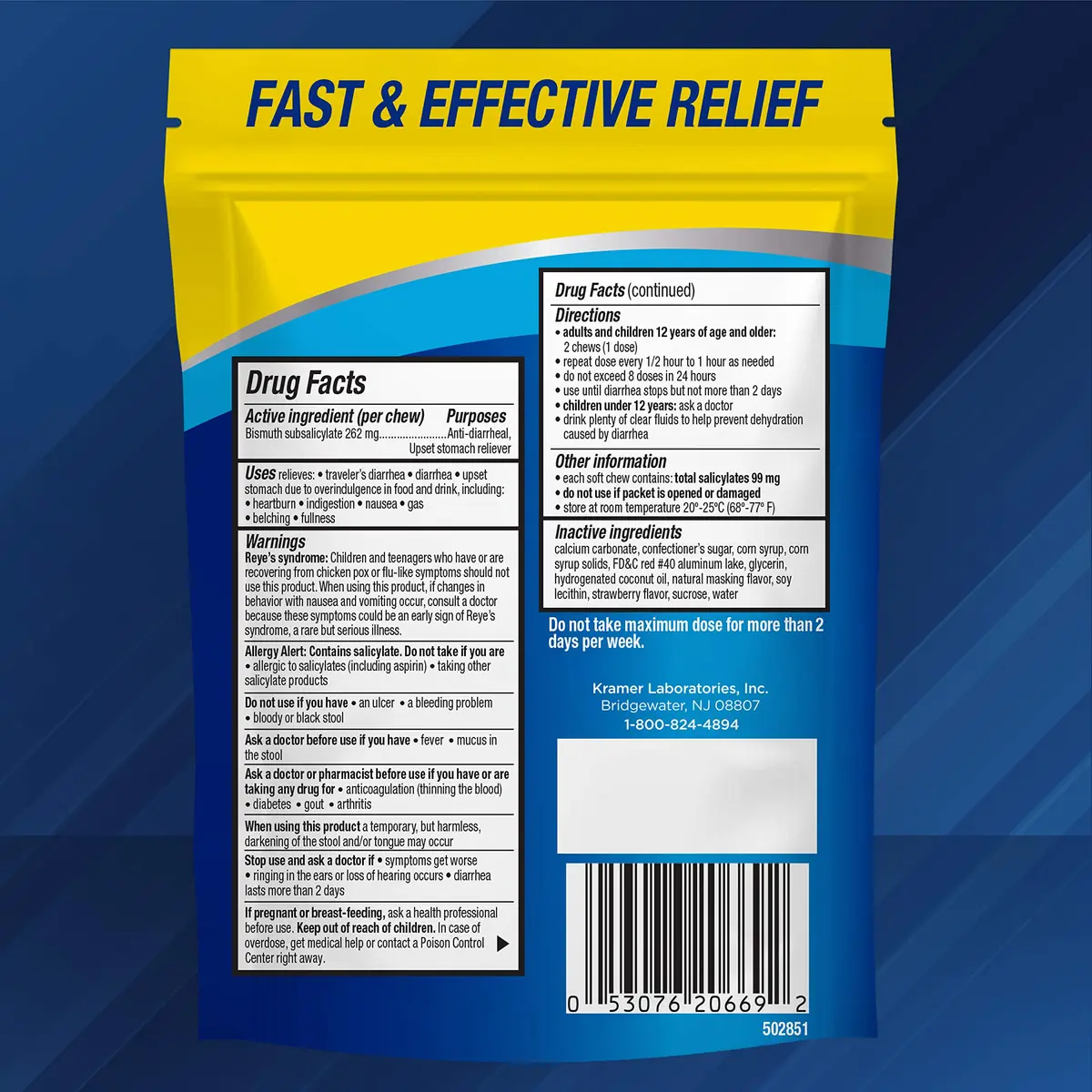 Kaopectate Diarrhea Medication for Adults, 24 ct, Strawberry Soft Chews | Fast-Acting Stomach Relief - view 8