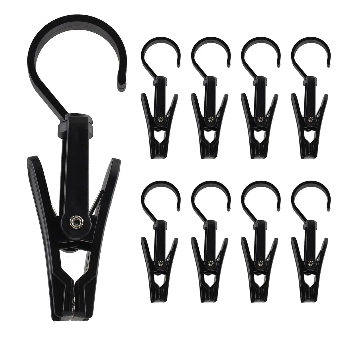 Jiozermi 20 PCS Laundry Hooks Clip | Plastic, Black, 4.13" x 1.38" | 360° Rotating, Grip Teeth - main product image