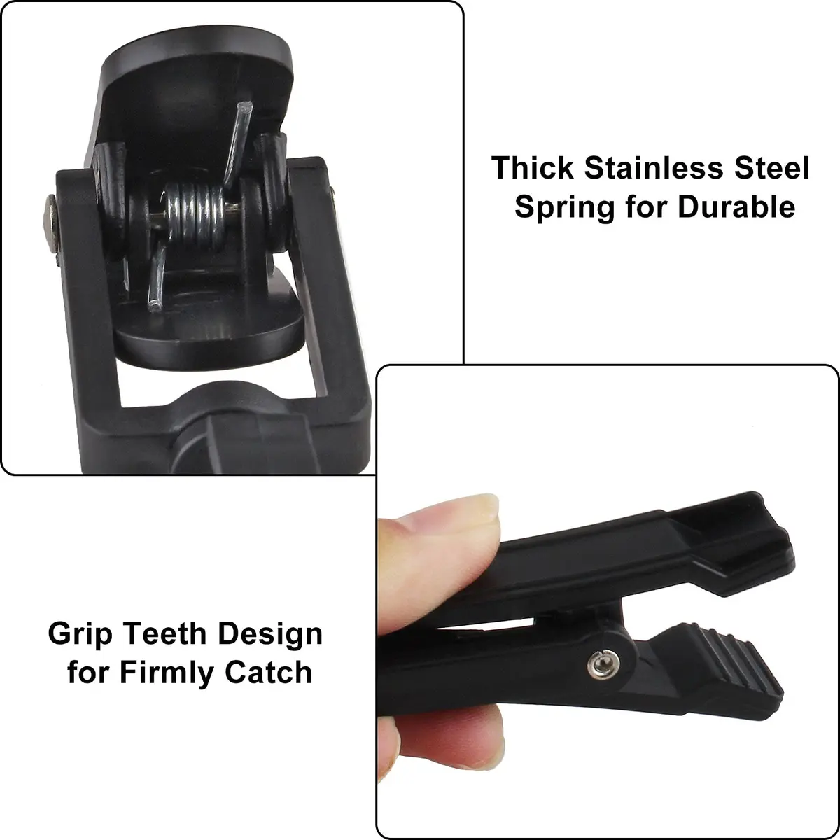 Jiozermi 20 PCS Laundry Hooks Clip | Plastic, Black, 4.13" x 1.38" | 360° Rotating, Grip Teeth - view 5