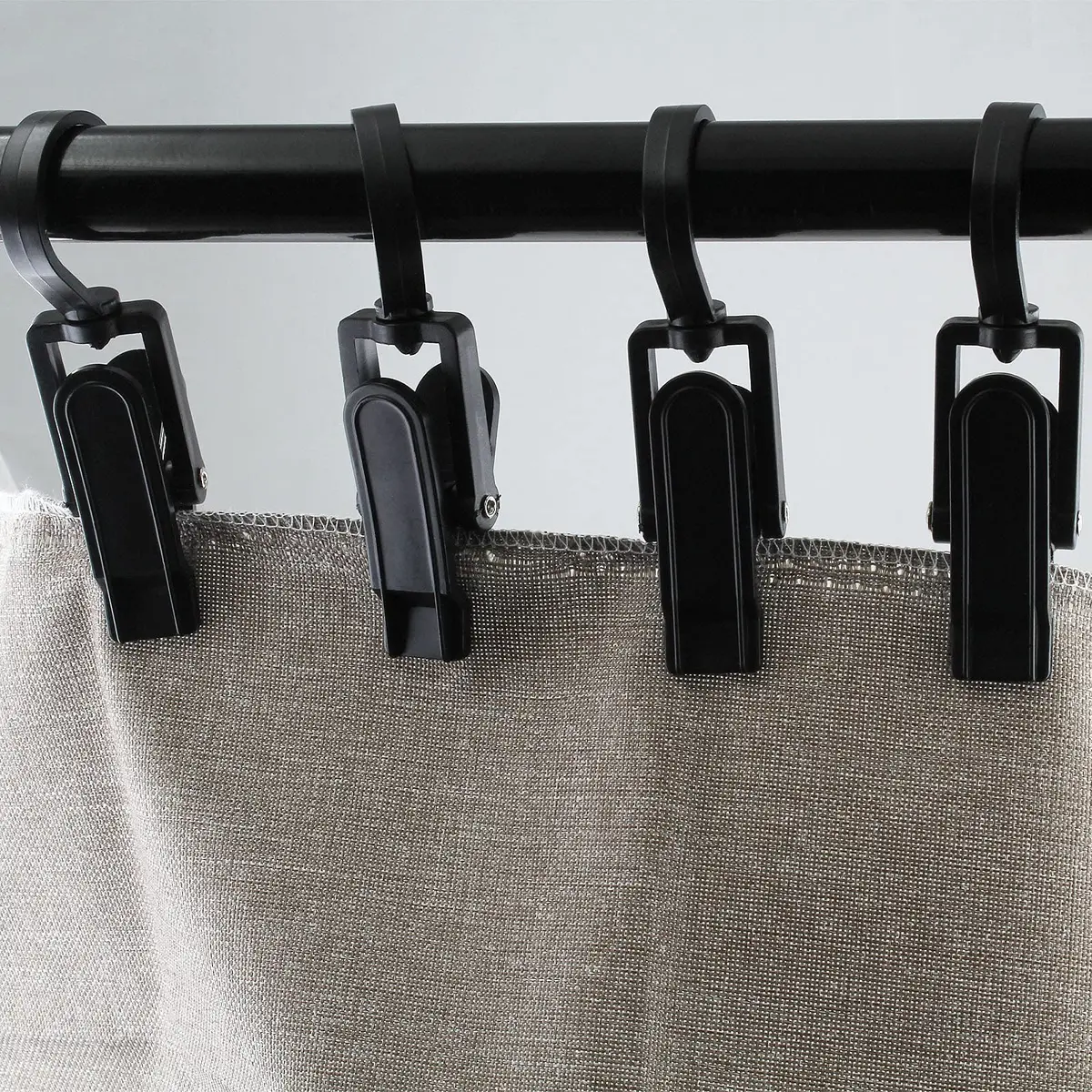 Jiozermi 20 PCS Laundry Hooks Clip | Plastic, Black, 4.13" x 1.38" | 360° Rotating, Grip Teeth - view 6