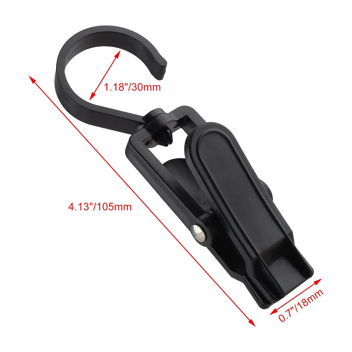 Jiozermi 20 PCS Laundry Hooks Clip | Plastic, Black, 4.13" x 1.38" | 360° Rotating, Grip Teeth - view 3