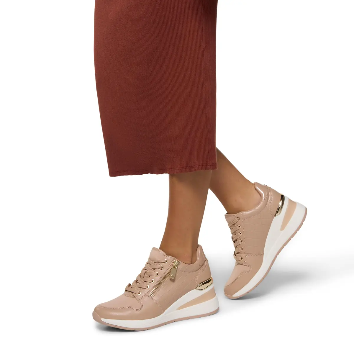 ALDO Women's Adwiwia Fashion Sneaker with Wedge Heel, Bone, 2.75-inch Heel | Comfortable Lace-Up Style - view 2