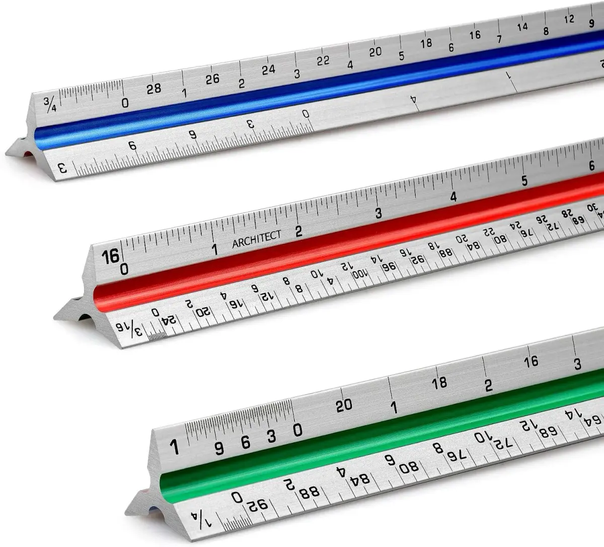 Hutou 12" Architectural Scale Ruler Triangular Ruler, Color-Coded, 30 cm (12 inch) | Precision Drafting Tool - main product image