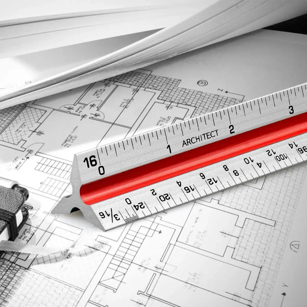 Hutou 12" Architectural Scale Ruler Triangular Ruler, Color-Coded, 30 cm (12 inch) | Precision Drafting Tool - view 7