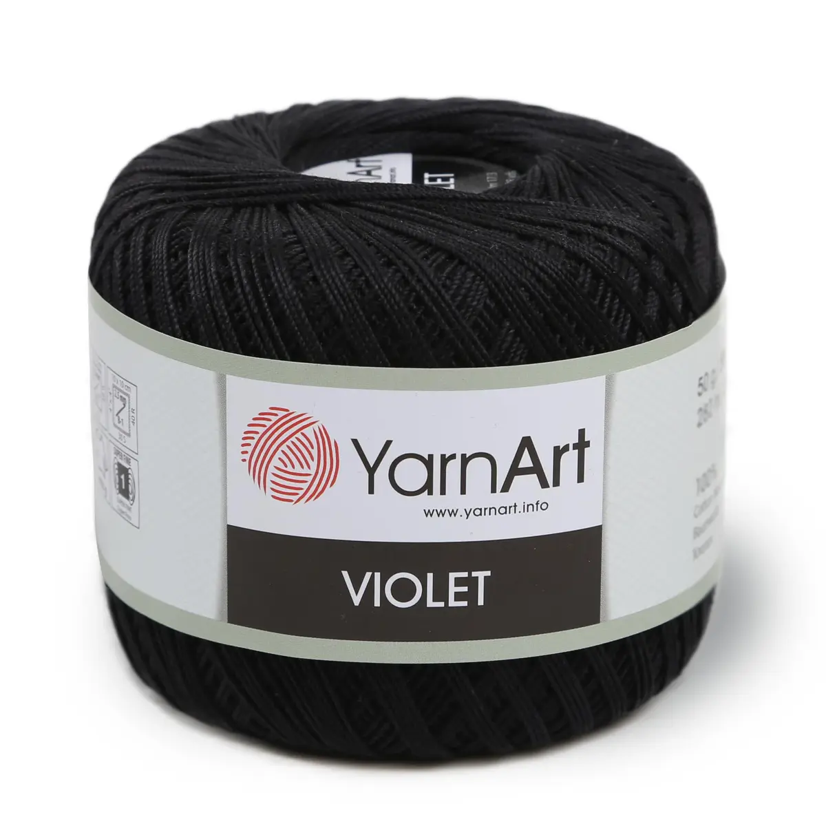 Yarn Art 1 Skein YarnArt Violet | 100% Mercerized Cotton for Summer Projects (Black 999) - main product image