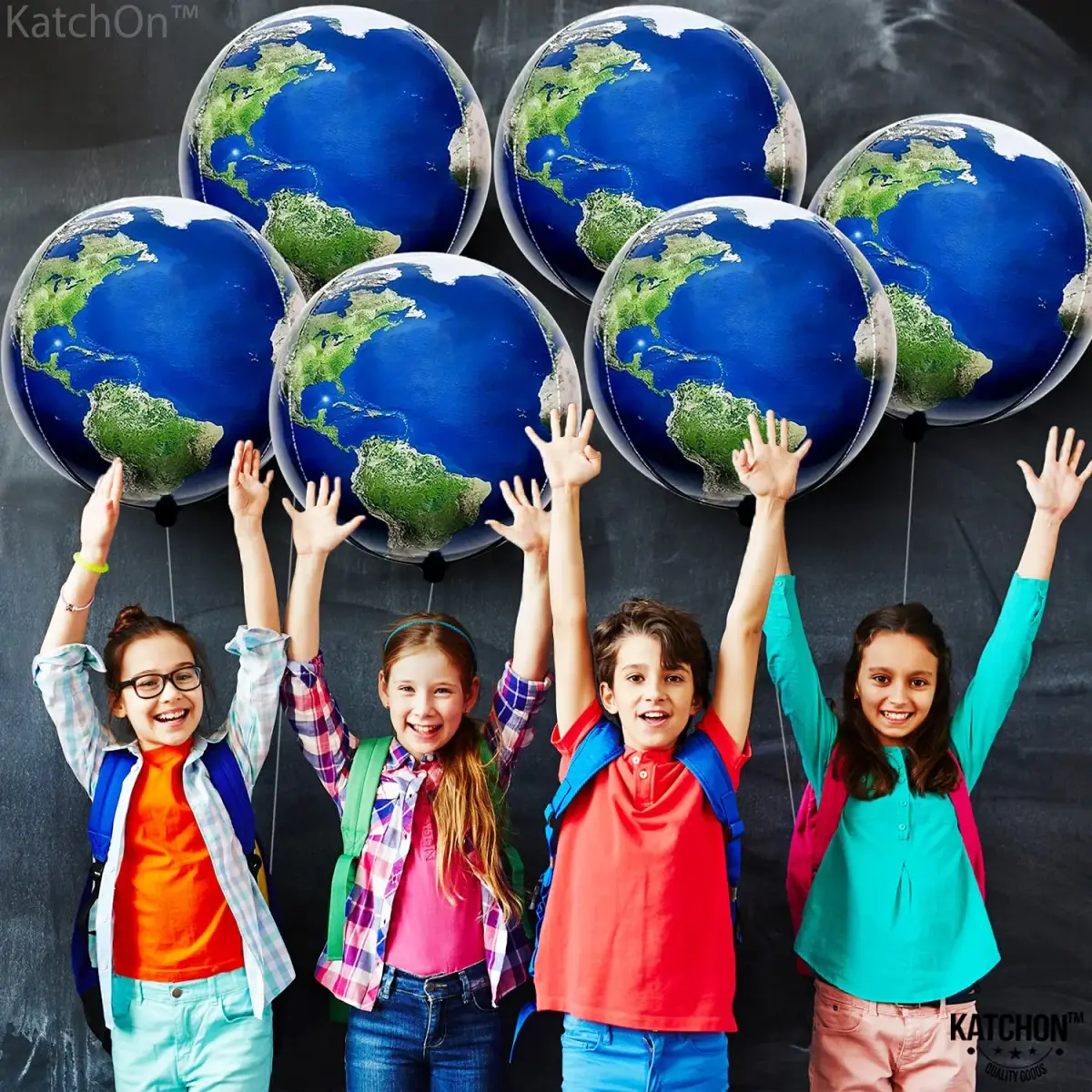KatchOn 22 Inch Large Earth Balloons Set (6 Pieces) | 360 Degree 4D World Balloons - view 8