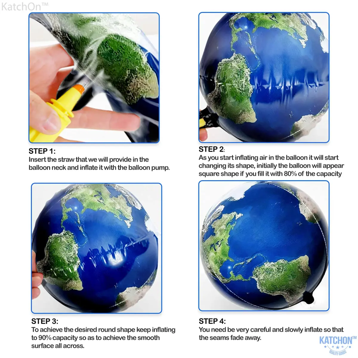 KatchOn 22 Inch Large Earth Balloons Set (6 Pieces) | 360 Degree 4D World Balloons - view 3