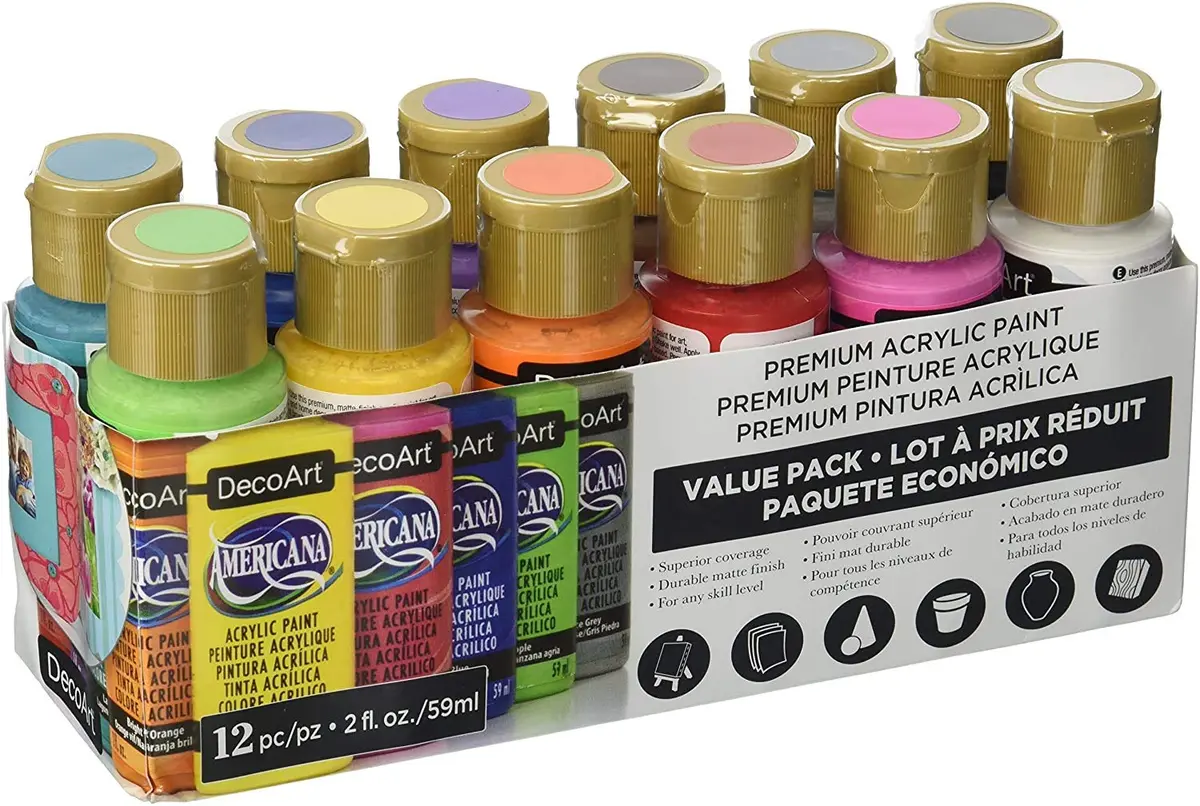 DecoArt Americana Acrylic Paint Set - 12 x 2 Fl Oz Bottles | Medium Viscosity, Water-Based Multi-Surface Paint for Crafts & Art - view 3