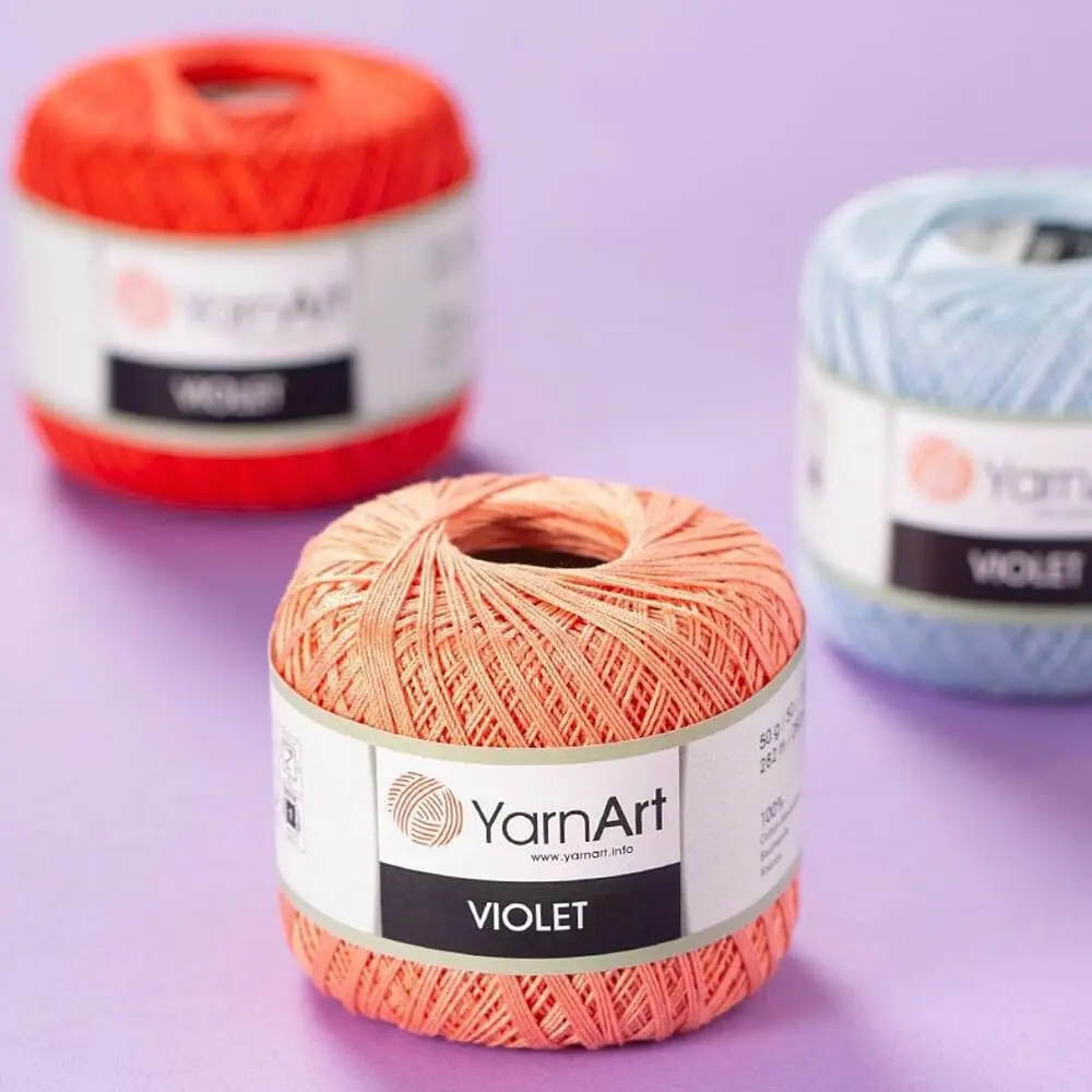 Yarn Art 1 Skein YarnArt Violet Cotton Yarn for Crochet & Embroidery | Summer Projects (1102.36 inches) - view 2