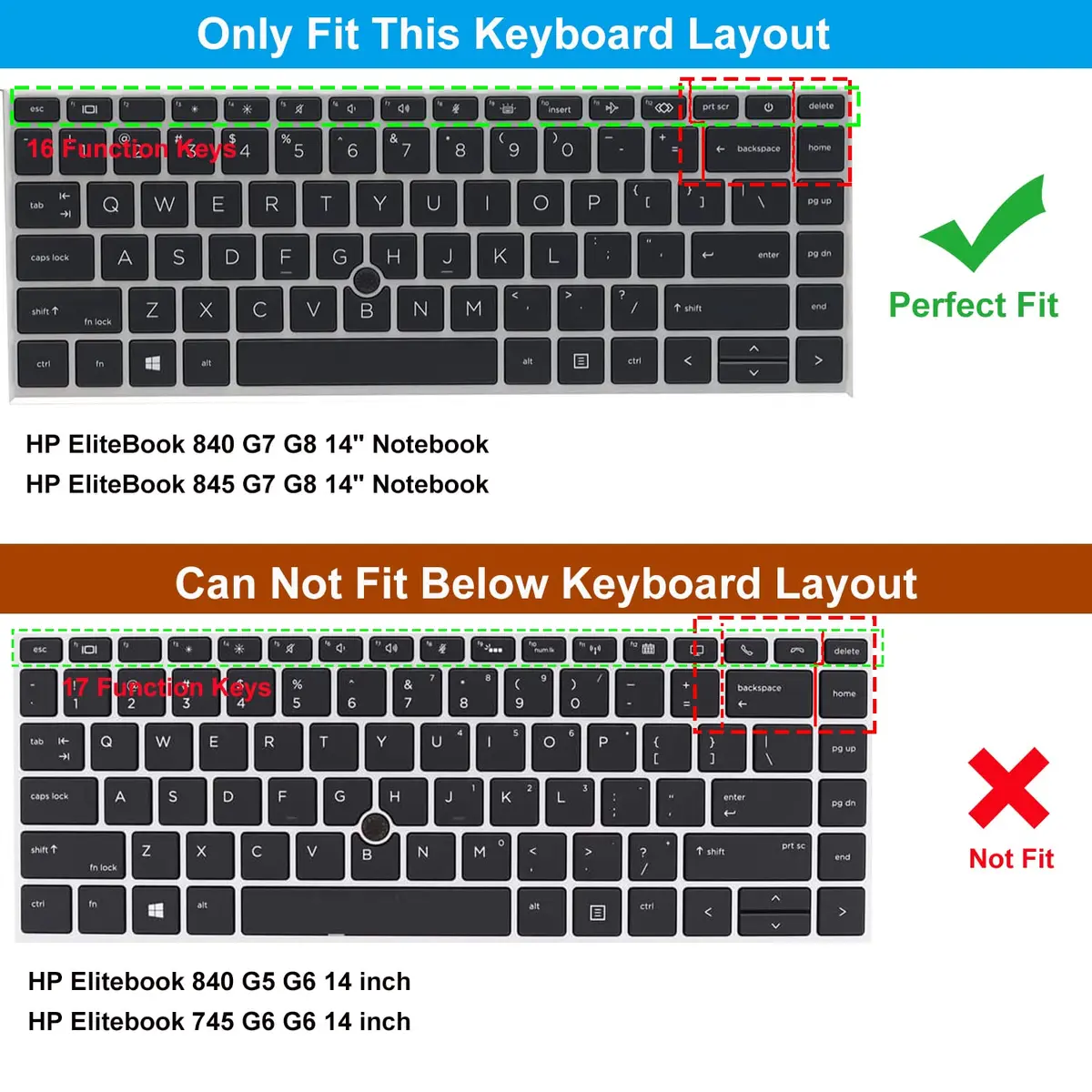 CaseBuy Keyboard Cover for HP EliteBook 840 G7 G8 14" Notebook, HP EliteBook 845 G8 G7 14" Pink | Ultra-thin, Dust & Spill Proof - view 2