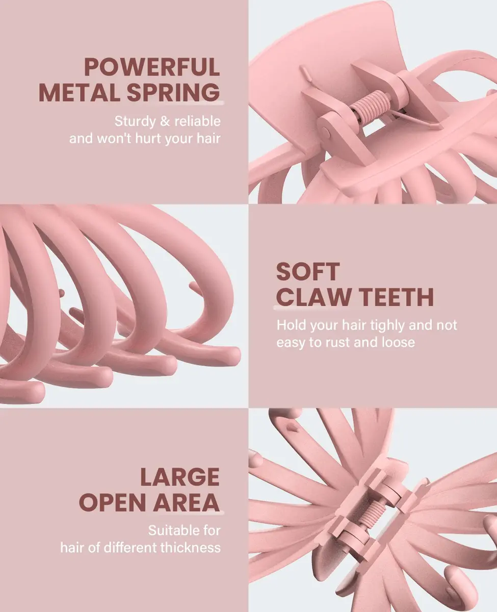 OPAUL Large Hair Claw Clips for Women - Matte Non-slip 4.7 Inch Strong Hold Hair Accessories for Thick & Thin Hair - view 3