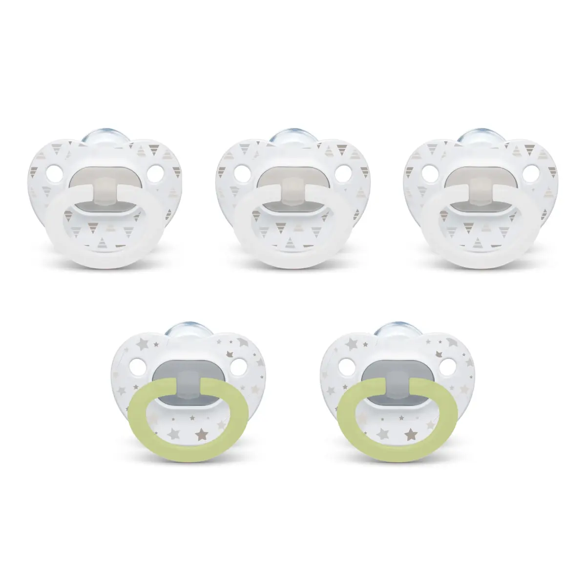 NUK First Choice Classic Orthodontic Baby Pacifier 0-6 Months | BPA-Free Silicone Newborn Pacifier (5-Pack, Neutral) - main product image
