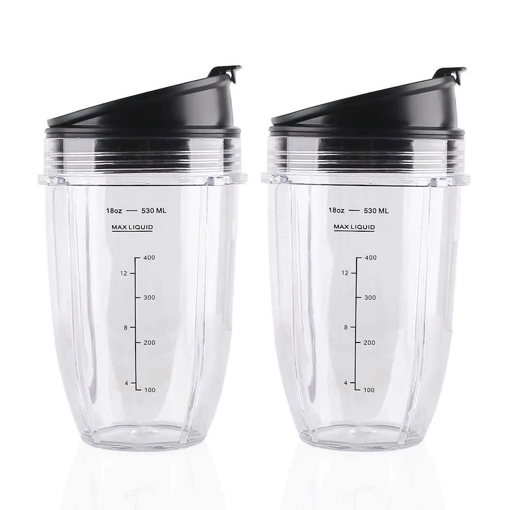Veterger 2 Pack Replacement Parts Cup with Lid,Compatible with Ninja Blender Auto iQ BL480 BL482 BL642 NN102 BL682 BL450 BL2013 (2 18oz) | Kitchen Appliance Accessory - main product image