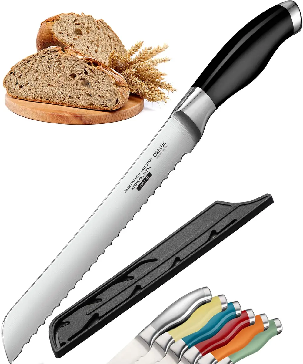 Orblue Serrated Bread Knife 8-Inch | Ultra-Sharp Stainless Steel for Effortless Slicing in India - main product image