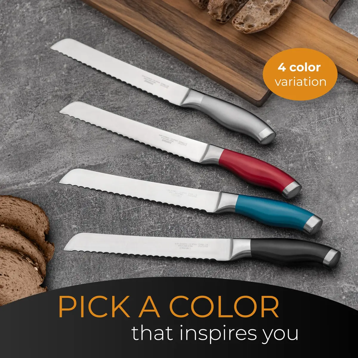 Orblue Serrated Bread Knife 8-Inch | Ultra-Sharp Stainless Steel for Effortless Slicing in India - view 8
