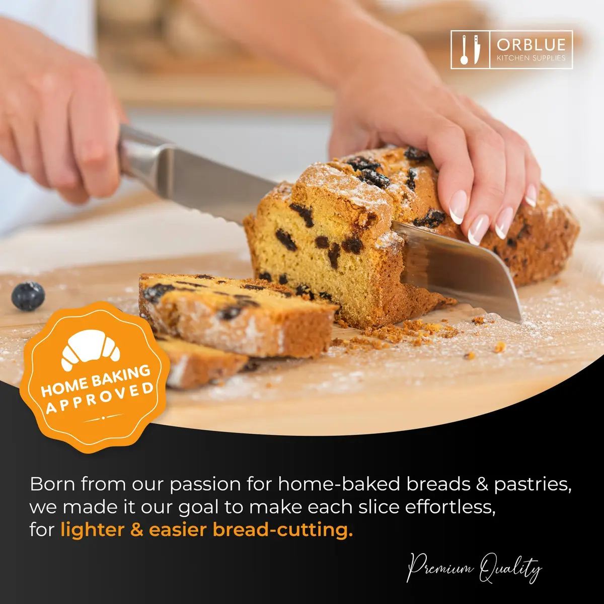 Orblue Serrated Bread Knife 8-Inch | Ultra-Sharp Stainless Steel for Effortless Slicing in India - view 9