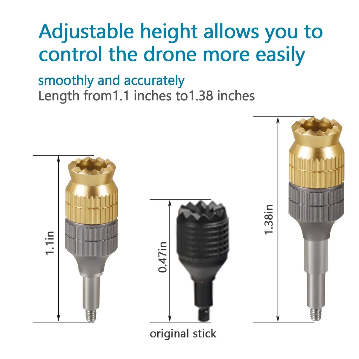 Hanatora Metal Extension Joystick Sticks for DJI FPV Remote Controller 3 2, RC Pro, Avata 2, Neo — Adjustable 28-35mm - view 3