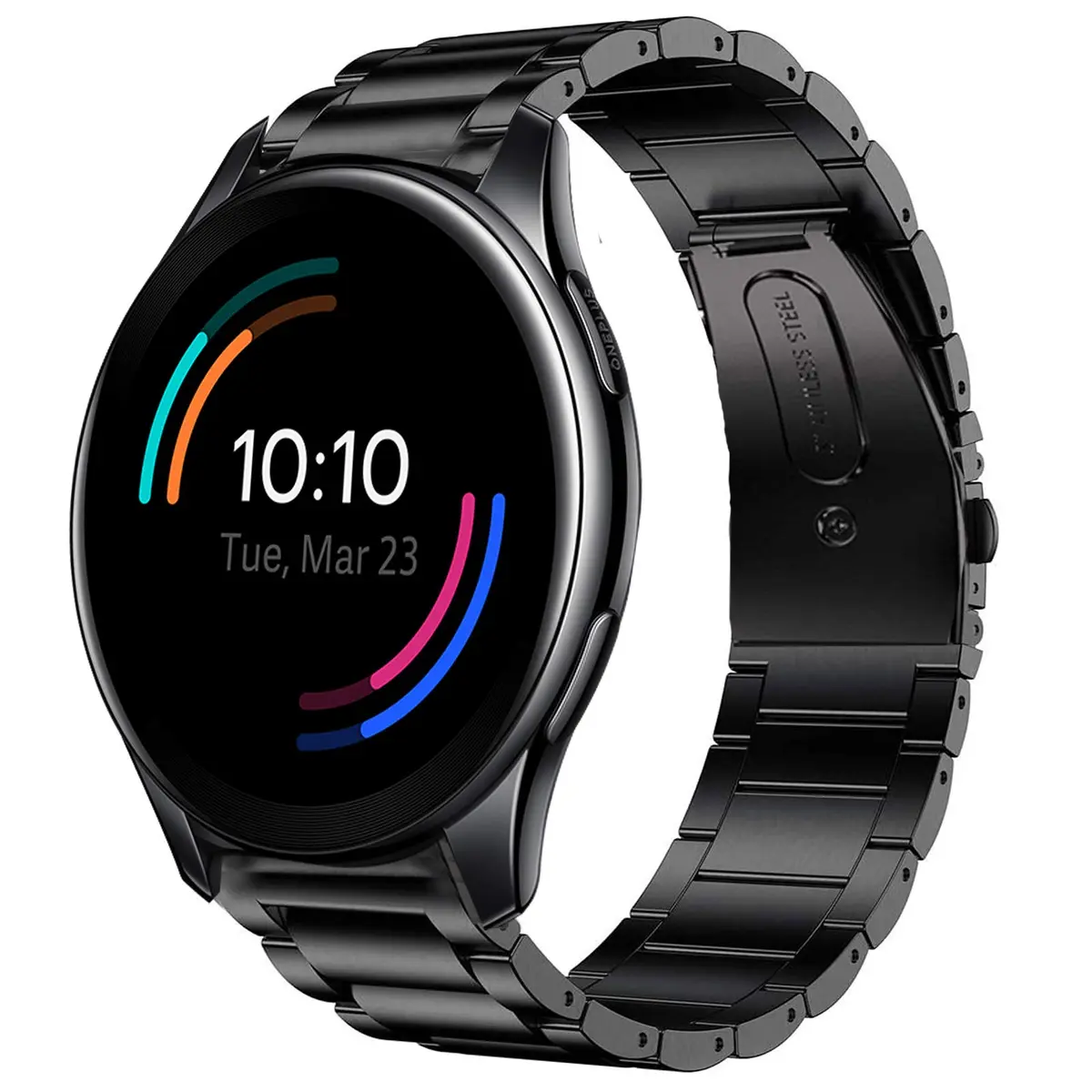 YOUkei Stainless Steel Watch Band for OnePlus Watch | Black, Adjustable, Water-Resistant - main product image