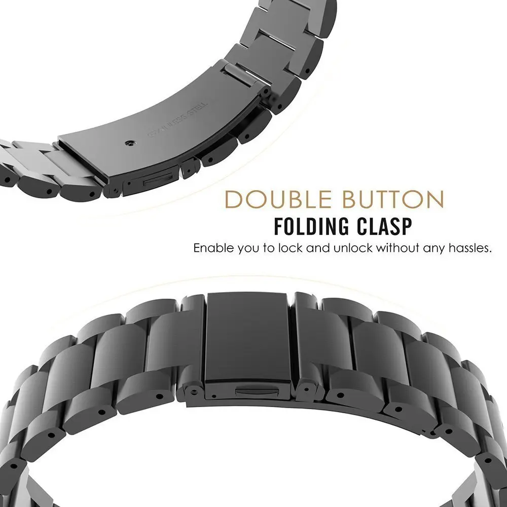 YOUkei Stainless Steel Watch Band for OnePlus Watch | Black, Adjustable, Water-Resistant - view 3