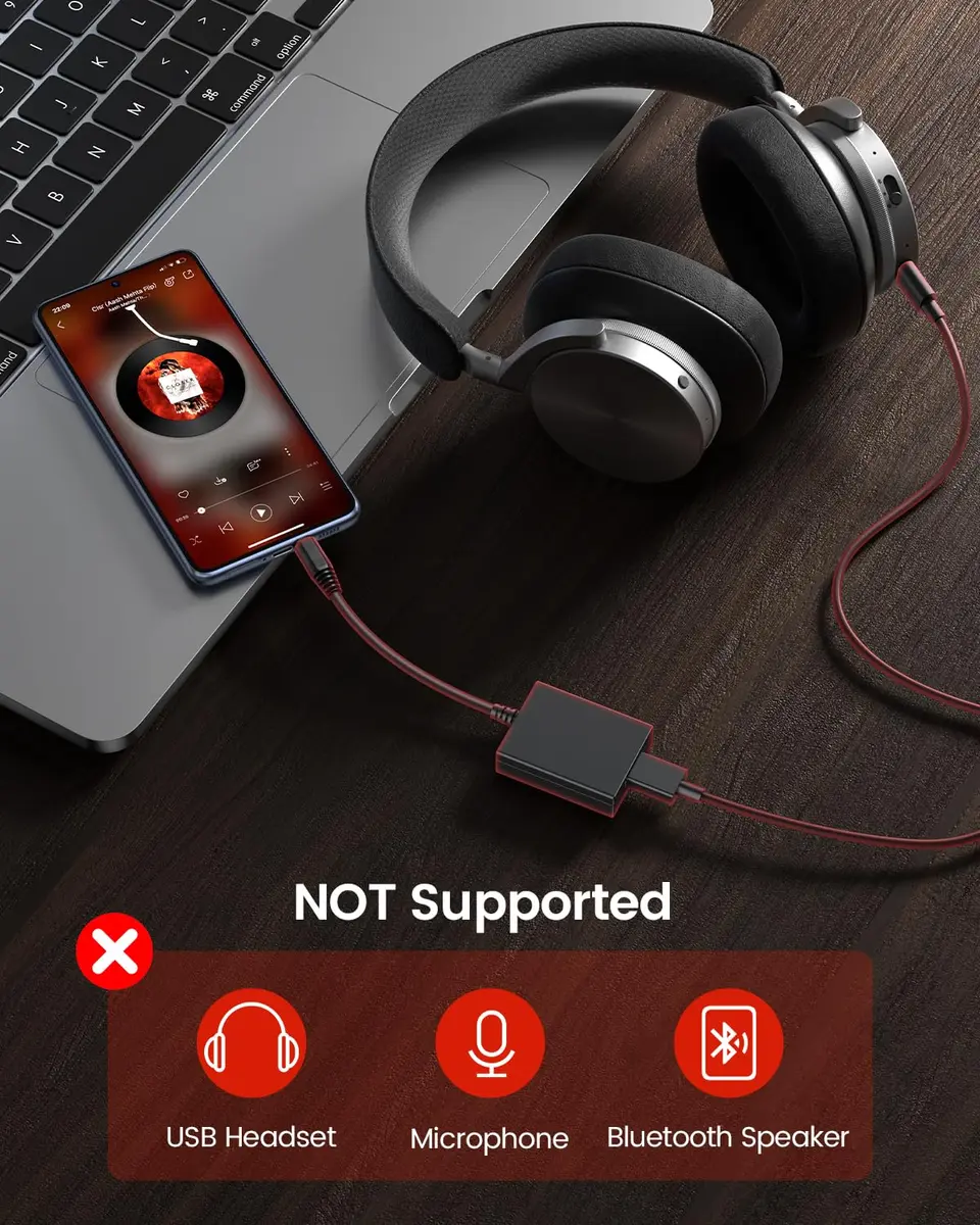ANDTOBO USB to Aux Audio Adapter, 3.5mm Male to USB Female, 10.8 inch Length | Car Music Connection - view 3