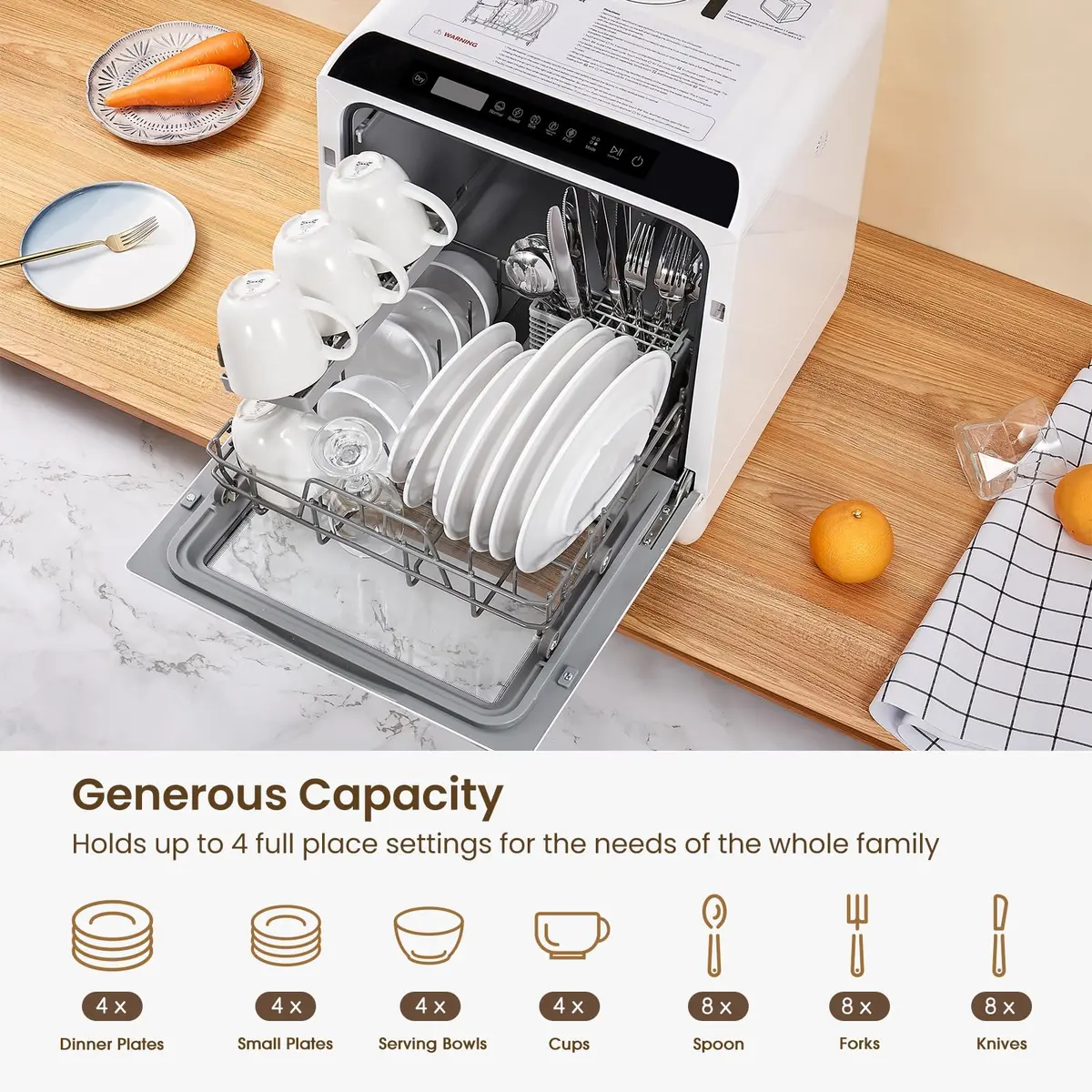 HAVA Countertop Dishwasher 6 Programs Portable with Water Tank | Compact & Energy Saving (70-120 chars) - view 5