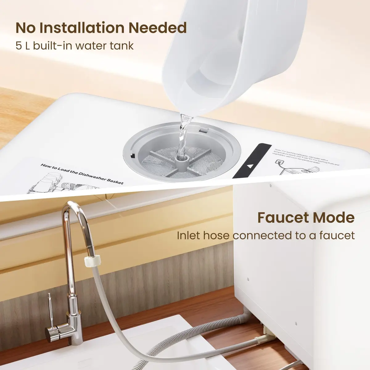 HAVA Countertop Dishwasher 6 Programs Portable with Water Tank | Compact & Energy Saving (70-120 chars) - view 3