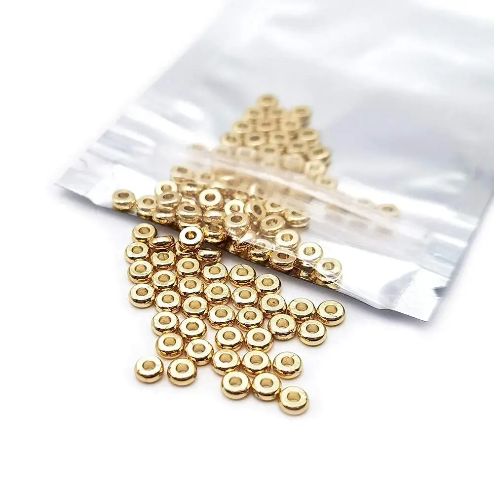 INSPIRELLE Pale Gold Plated Brass Heishi Beads 4mm (100pcs) | Add Sparkle to Jewelry Designs - view 5