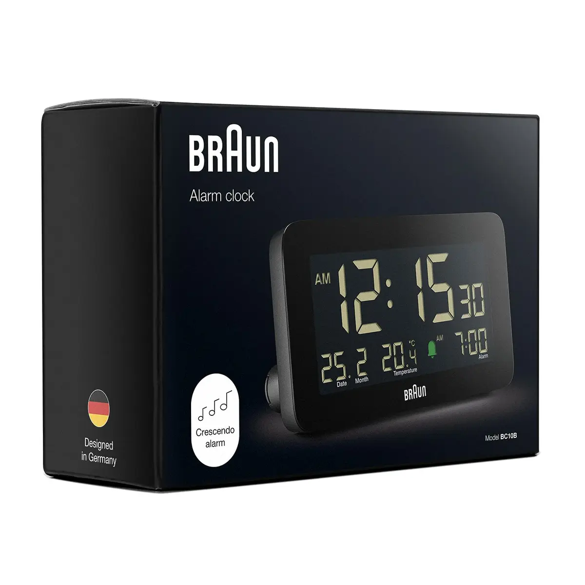 Braun Digital Alarm Clock with Date, Month & Temperature | Negative LCD, Crescendo Beep, 12/24H, AA Battery (1-Pack) - view 8