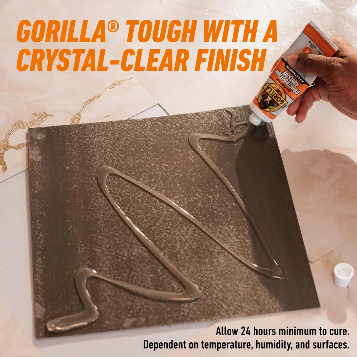 Gorilla Max Strength Clear Construction Adhesive 74ml (2.5 oz) | Bonds Wood, Metal, Tile, Stone, Glass, Granite - view 4