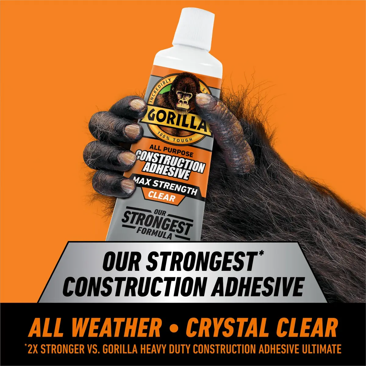 Gorilla Max Strength Clear Construction Adhesive 74ml (2.5 oz) | Bonds Wood, Metal, Tile, Stone, Glass, Granite - view 2