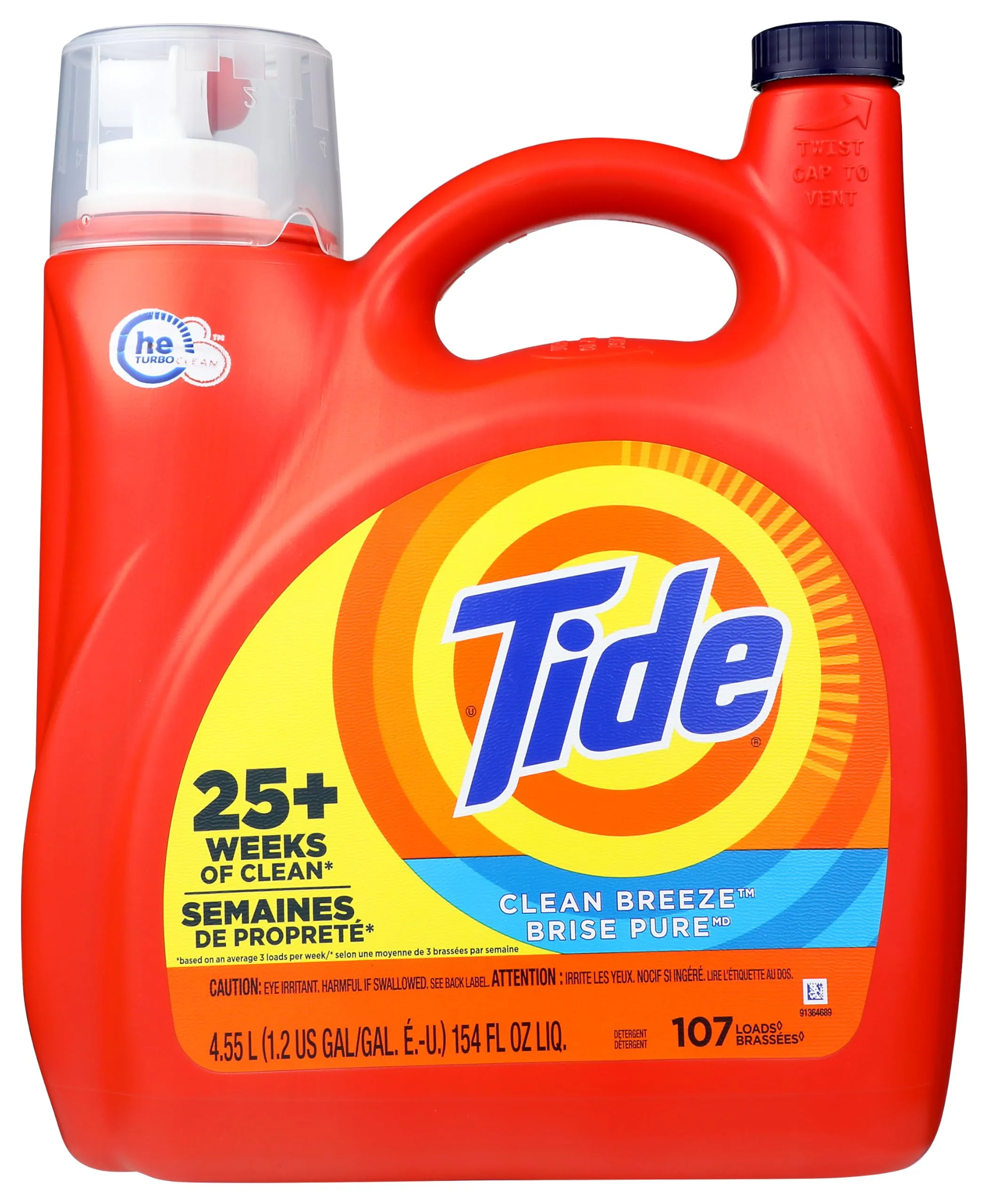 Tide Clean Breeze Liquid Laundry Detergent, 154 Fl Oz (4.55 L) | America's #1 Detergent Brand - main product image